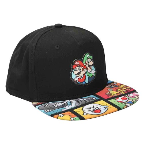 0017227 super mario bros flat bill snapback bi fold wallet combo