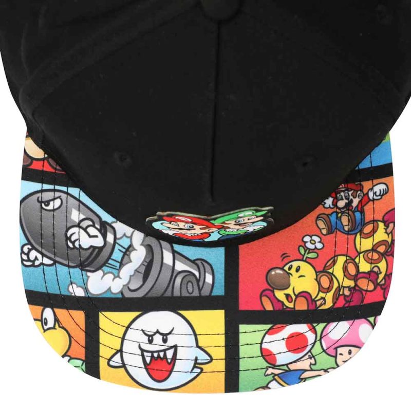 0017231 super mario bros flat bill snapback bi fold wallet combo