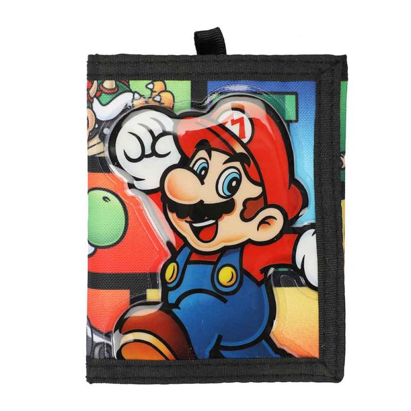 0017232 super mario bros flat bill snapback bi fold wallet combo