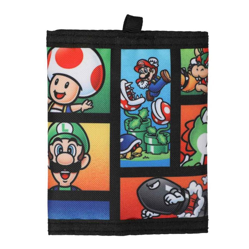 0017233 super mario bros flat bill snapback bi fold wallet combo