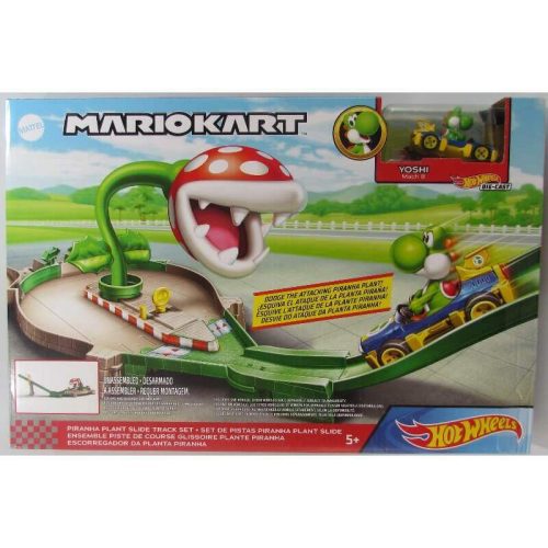 Hot Wheels Mario Kart Track Playset Yoshi Piranha Plant Slide