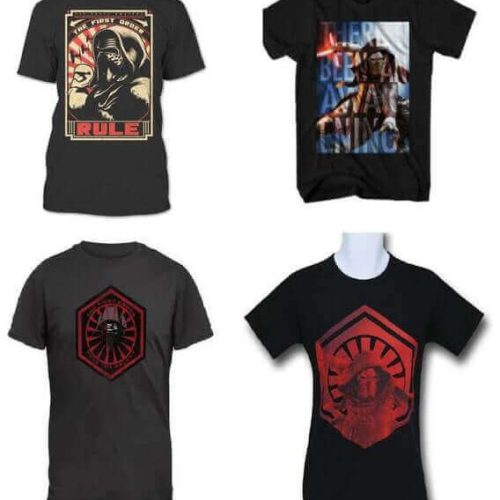 4 Star Wars T-Shirts, Force Awakens, Star Wars VII, New Fear, Kylo Renpire - Men's Size Medium