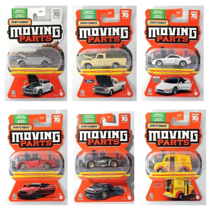 Matchbox 2023 Moving Parts Series 1:64 Scale Diecast Vehicles (Wave 3), bundle of all 6